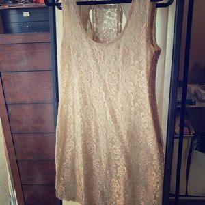 Gold lace overlay dress